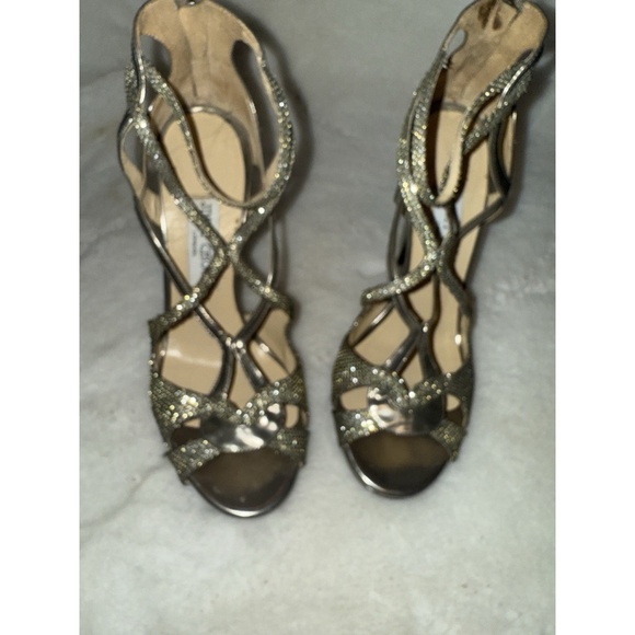 Jimmy CHOO VERMEIL GOLD SILVER GLITTER CAGED WEDDING SANDALS EU 38 - Picture 2 of 16
